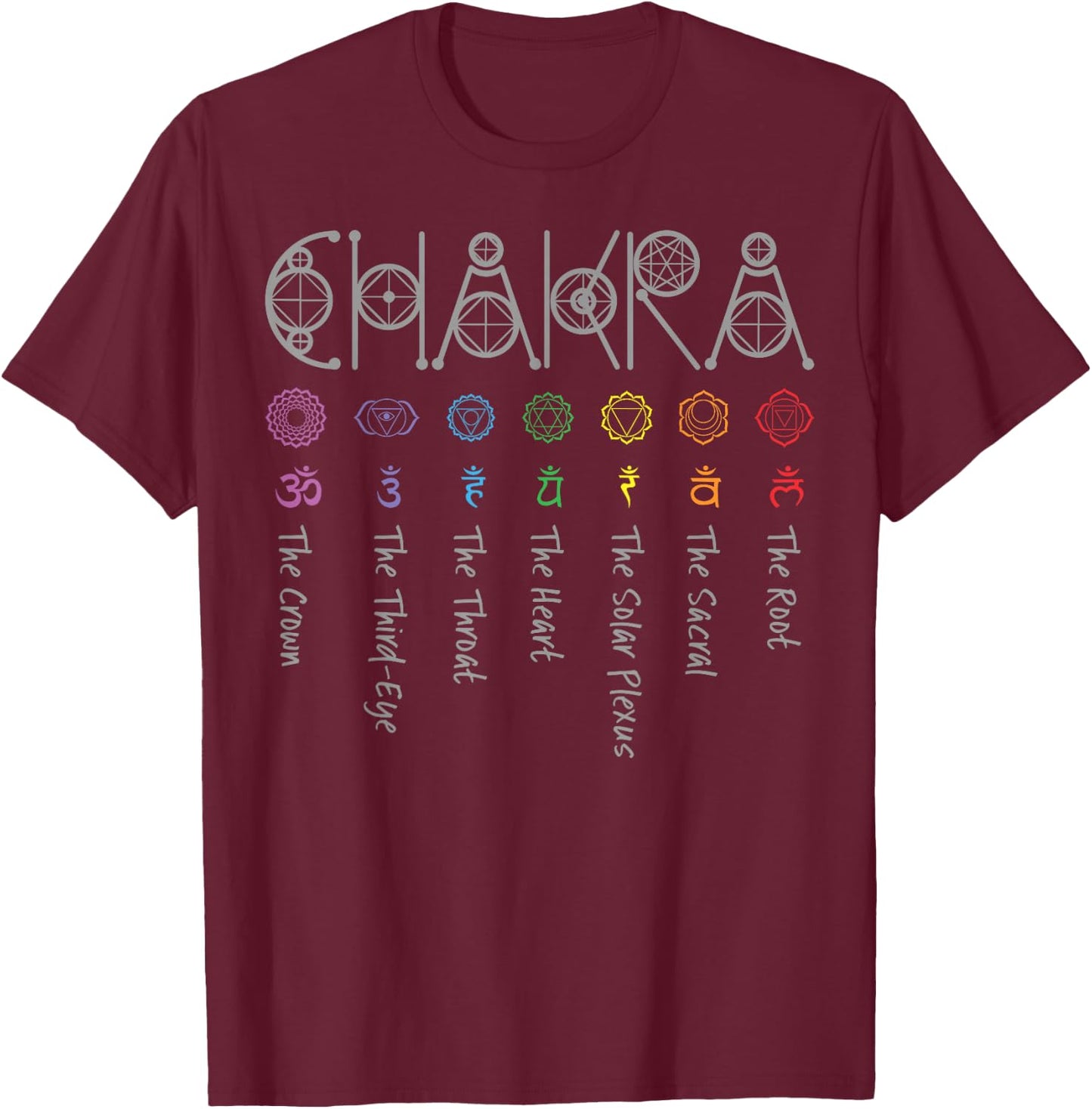 Chakra Yoga T-Shirt - T-Shirt | Maroon