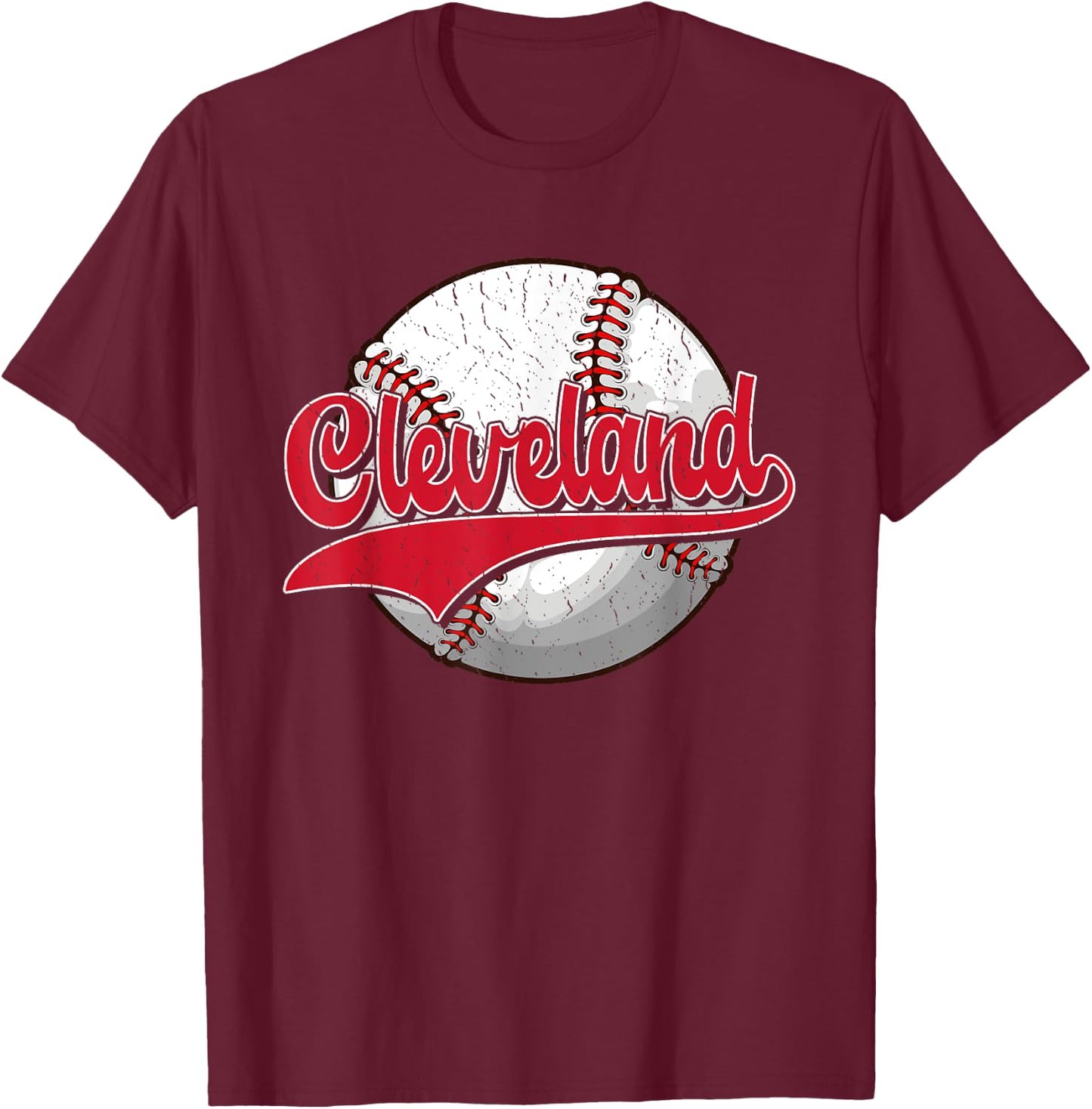 Vintage Cleveland Graphic Funny Baseball Lovers Players T-Shirt - T-Shirt | Maroon