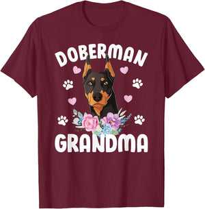 Doberman Grandma Of A Doberman Pinscher Grandmother T-Shirt - T-Shirt | Maroon