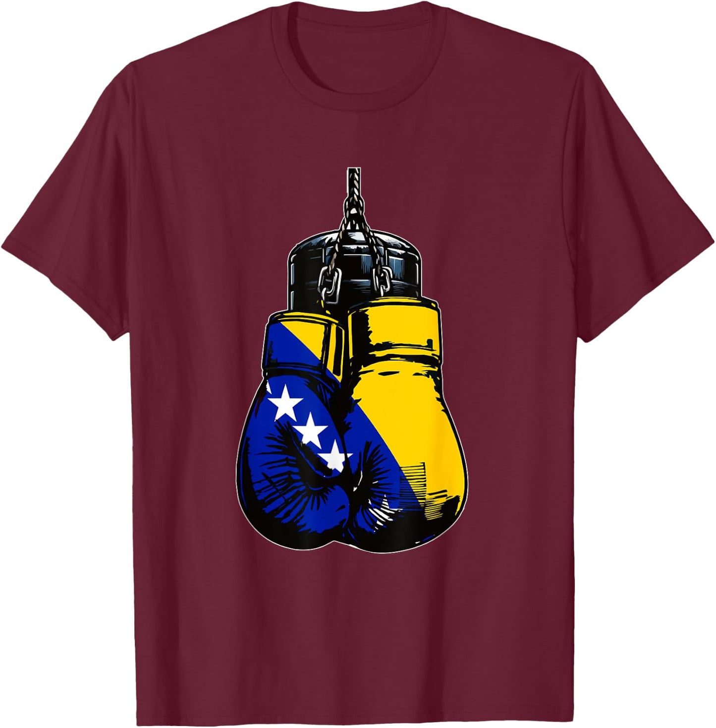 Proud Heritage Bosnia Herzegovina Boxing Gloves , black T-Shirt - T-Shirt | Maroon