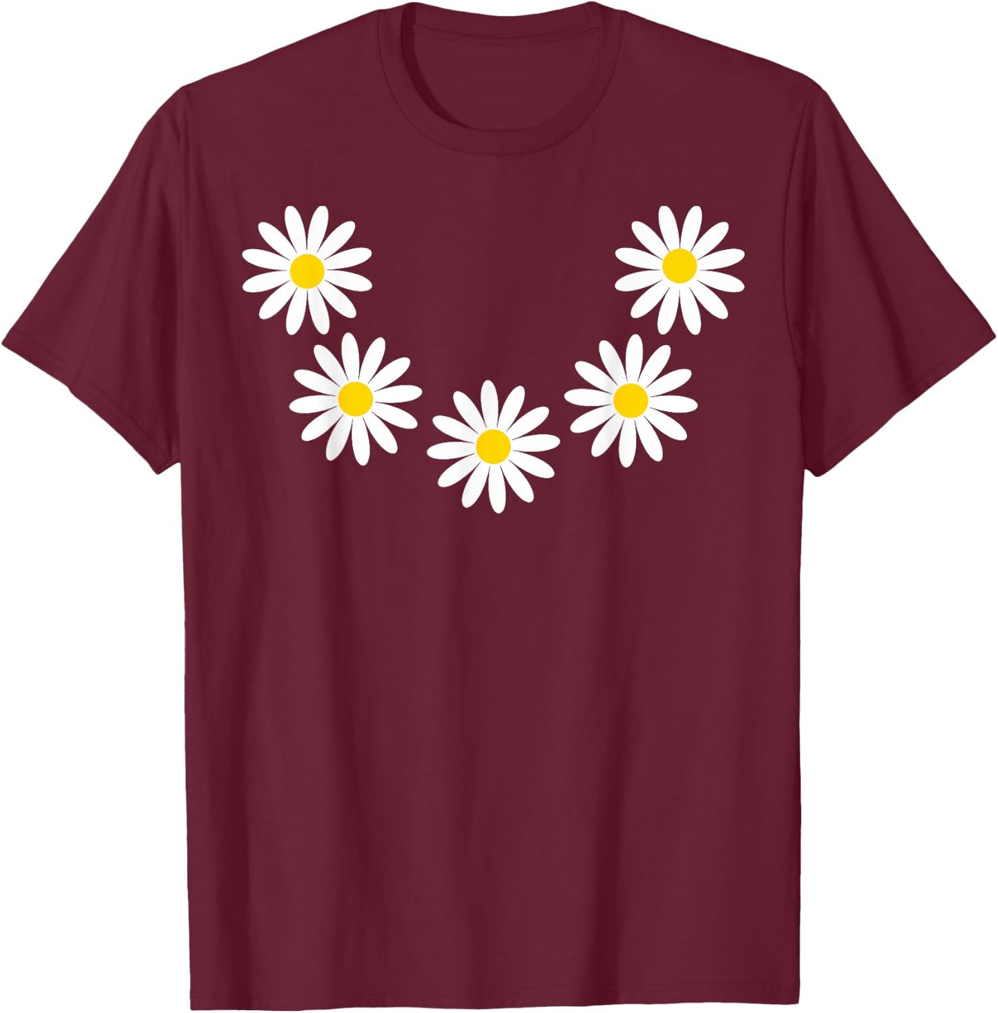 Flower Chain Daisy Flowers Fancy Dress Flower , black T-Shirt - T-Shirt | Maroon