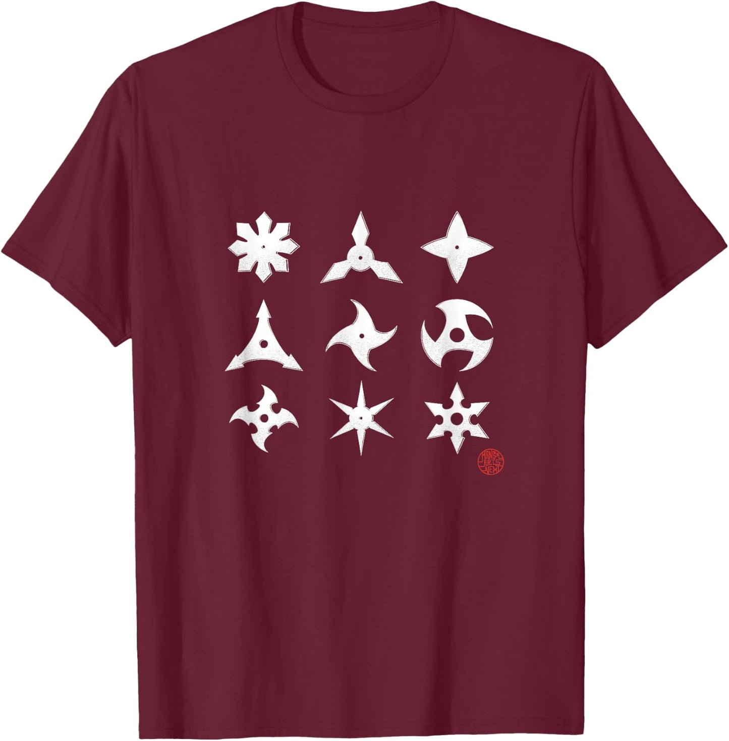 Shuriken Ninja Japan Manga Anime , Black, S T-Shirt - T-Shirt | Maroon
