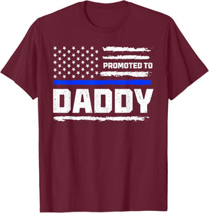 New First Time Dad Law Enforcement Police, Promoted To Daddy T-Shirt - T-Shirt | Maroon