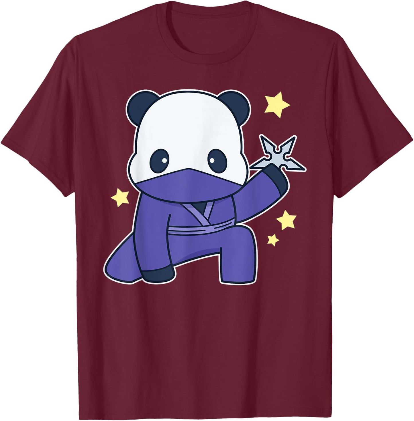 Cute Panda Wearing A Ninja Costume Panda Bear T-Shirt - T-Shirt | Maroon