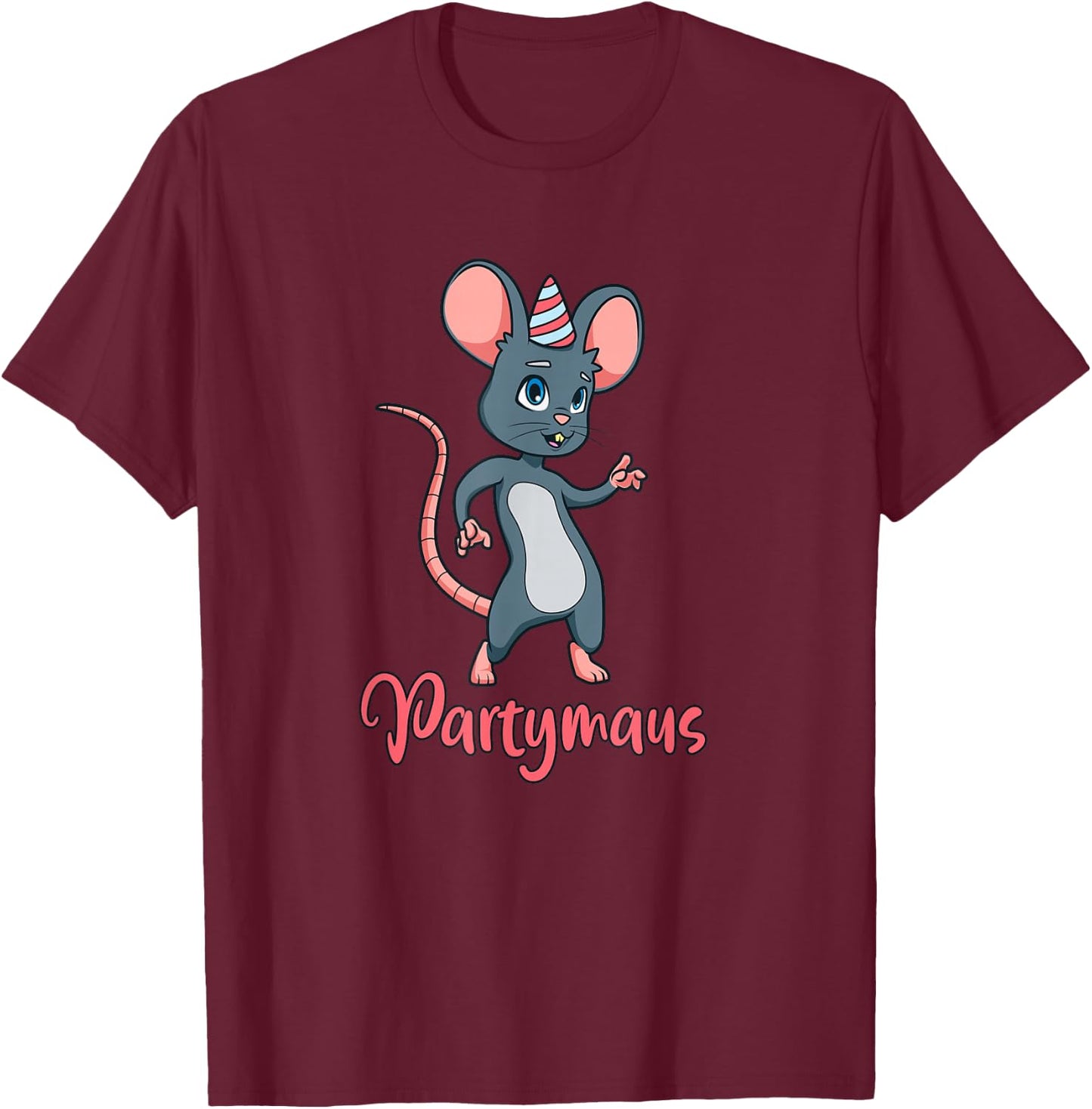 Party Mouse , black T-Shirt - T-Shirt | Maroon