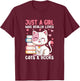 Girl Who Loves Cats and Books Cute T-Shirt - T-Shirt | Maroon