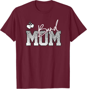 Band Mom Leopard Print for Mother with Band Kids T-Shirt - T-Shirt | Maroon