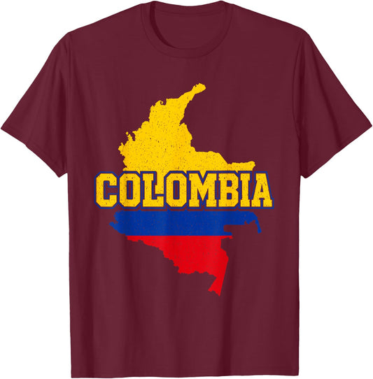 Vintage Colombia Flag Patriotic Colombian Pride Men Women T-Shirt - T-Shirt | Maroon