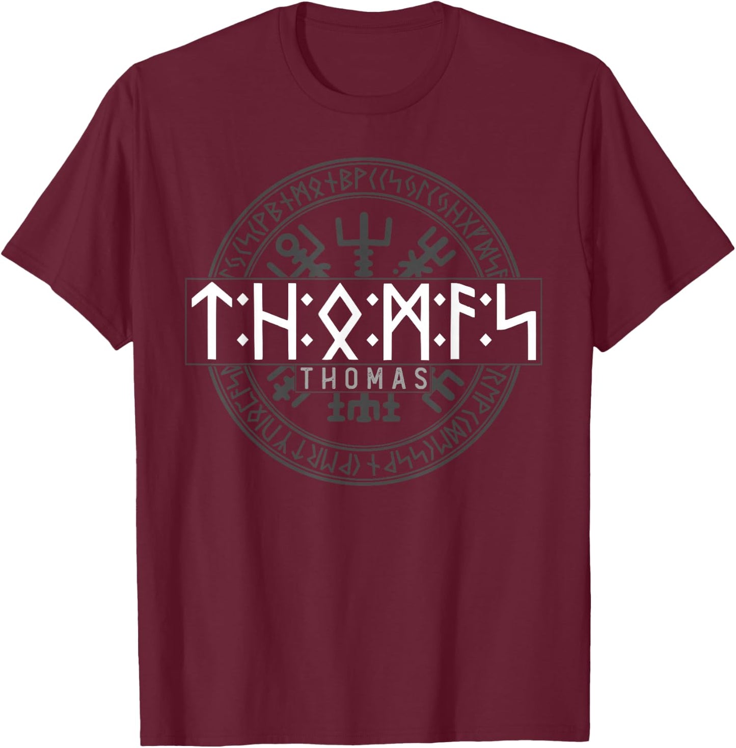 Thomas in Futhark Runes Viking , black T-Shirt - T-Shirt | Maroon