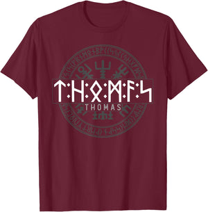 Thomas in Futhark Runes Viking , black T-Shirt - T-Shirt | Maroon
