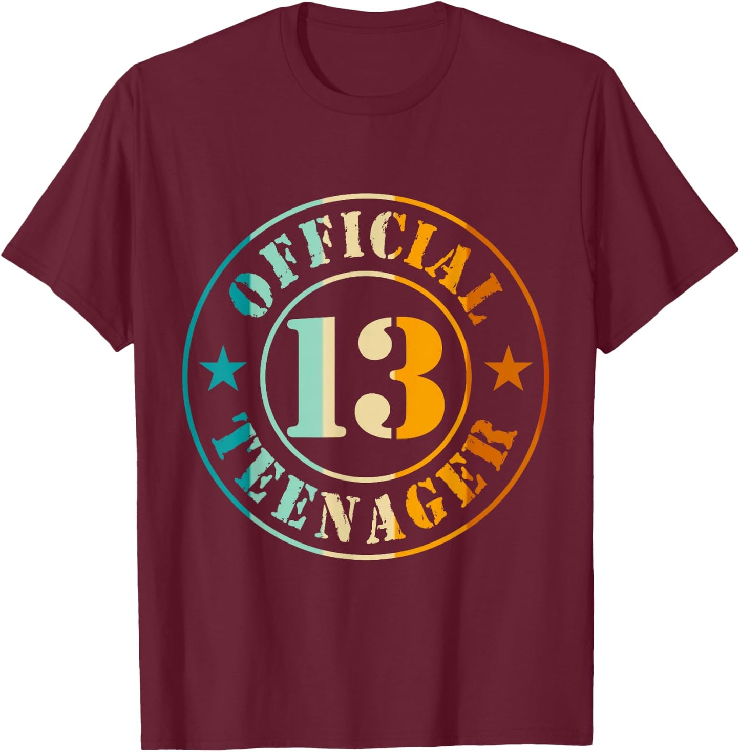 13th Birthday Official Teenager 13 Years Boy Girl , black T-Shirt - T-Shirt | Maroon