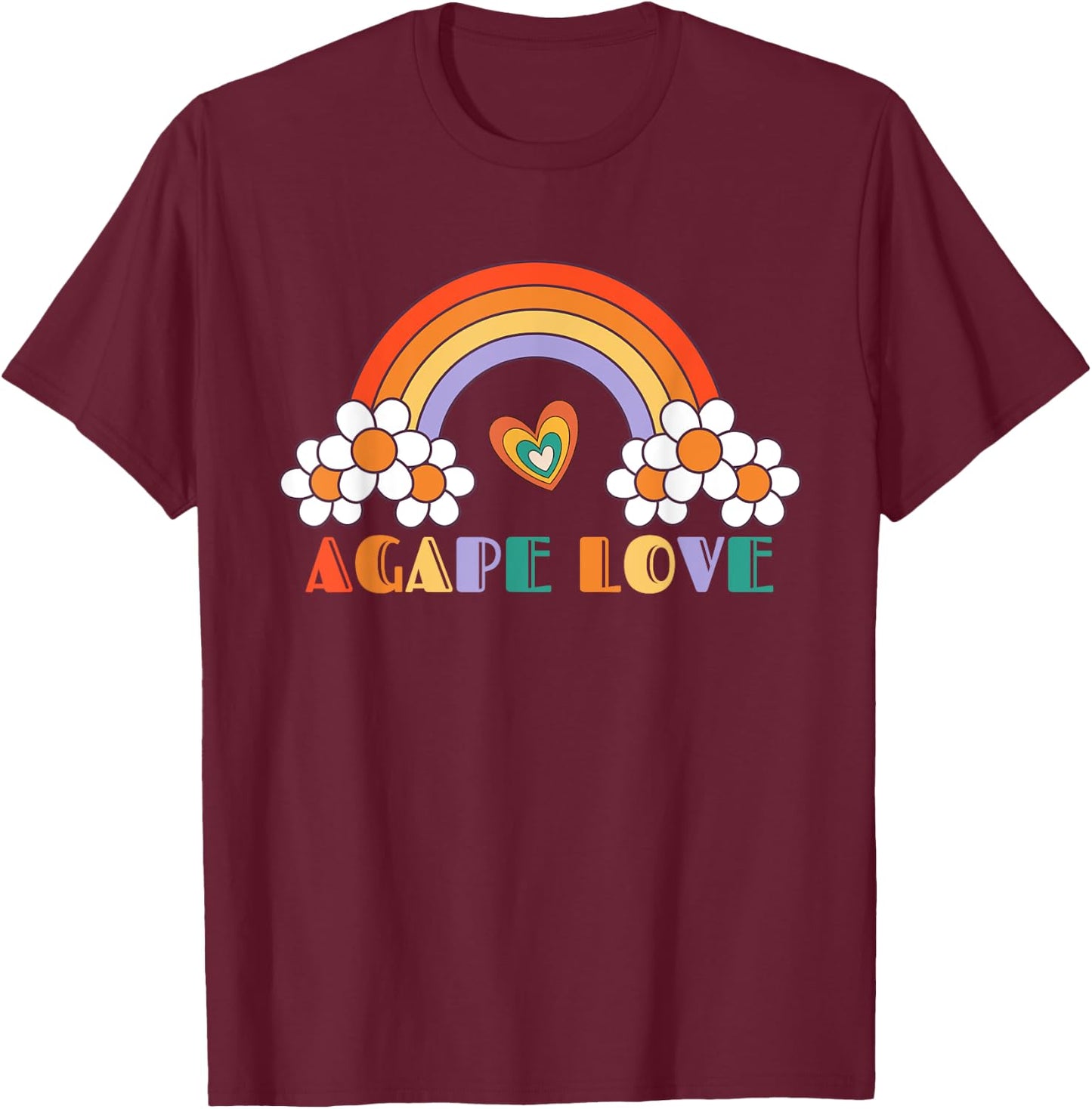 Agape Love Rainbow Heart Inspirational Women Christian T-Shirt - T-Shirt | Maroon
