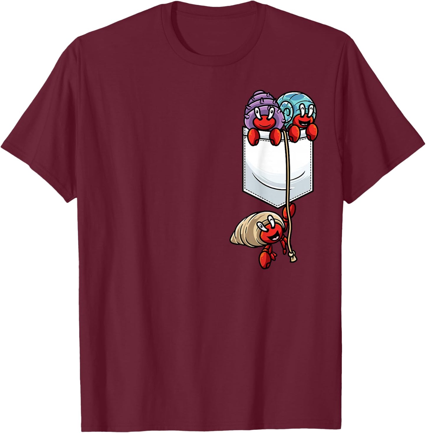 Hermit Crabs in Pocket Crabs Sea Animal T-Shirt - T-Shirt | Maroon