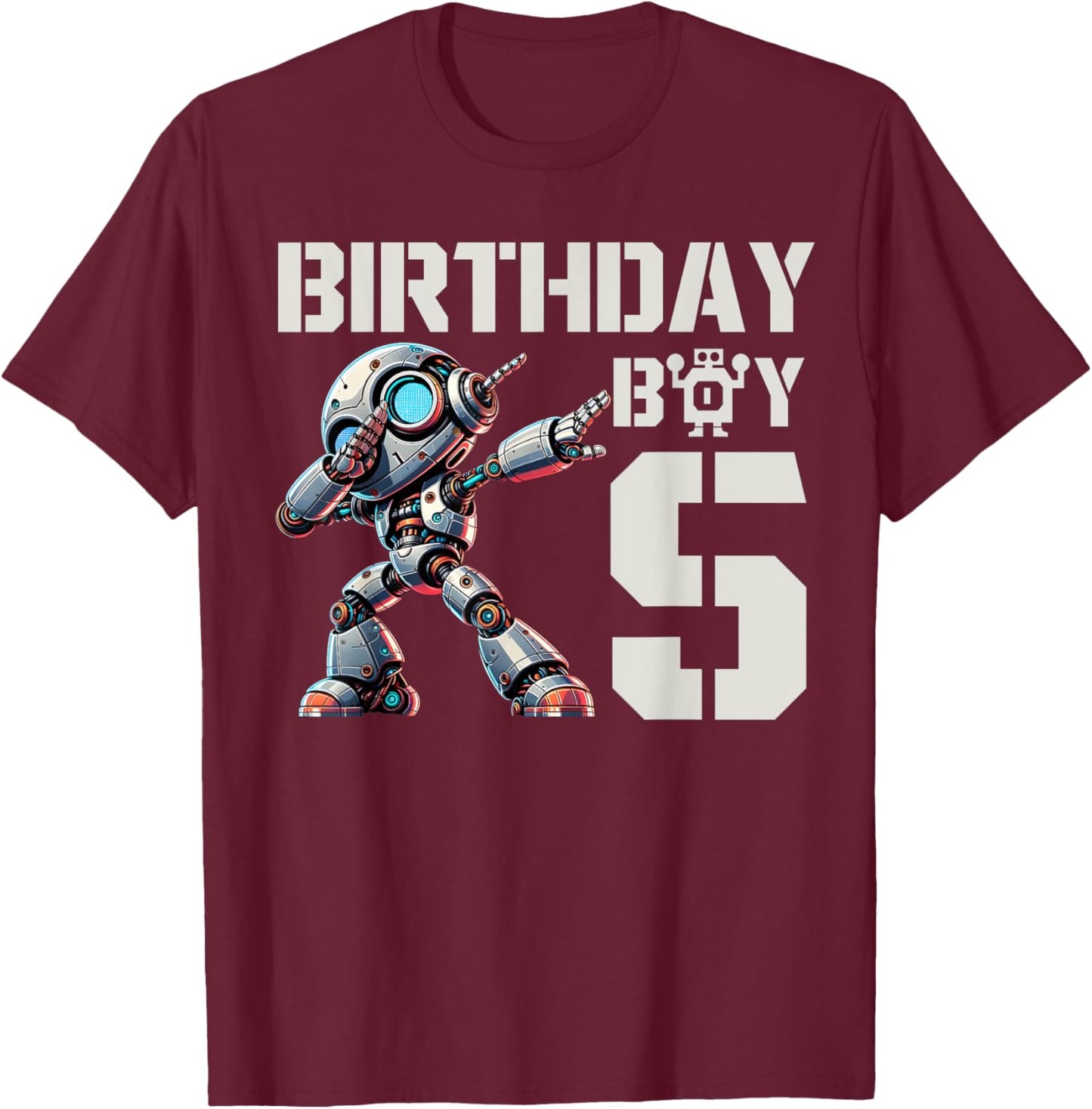 Jungen Roboter Party Roboter 5. Geburtstag Shirt Kinder 5. Geburtstag T-Shirt - T-Shirt | Maroon