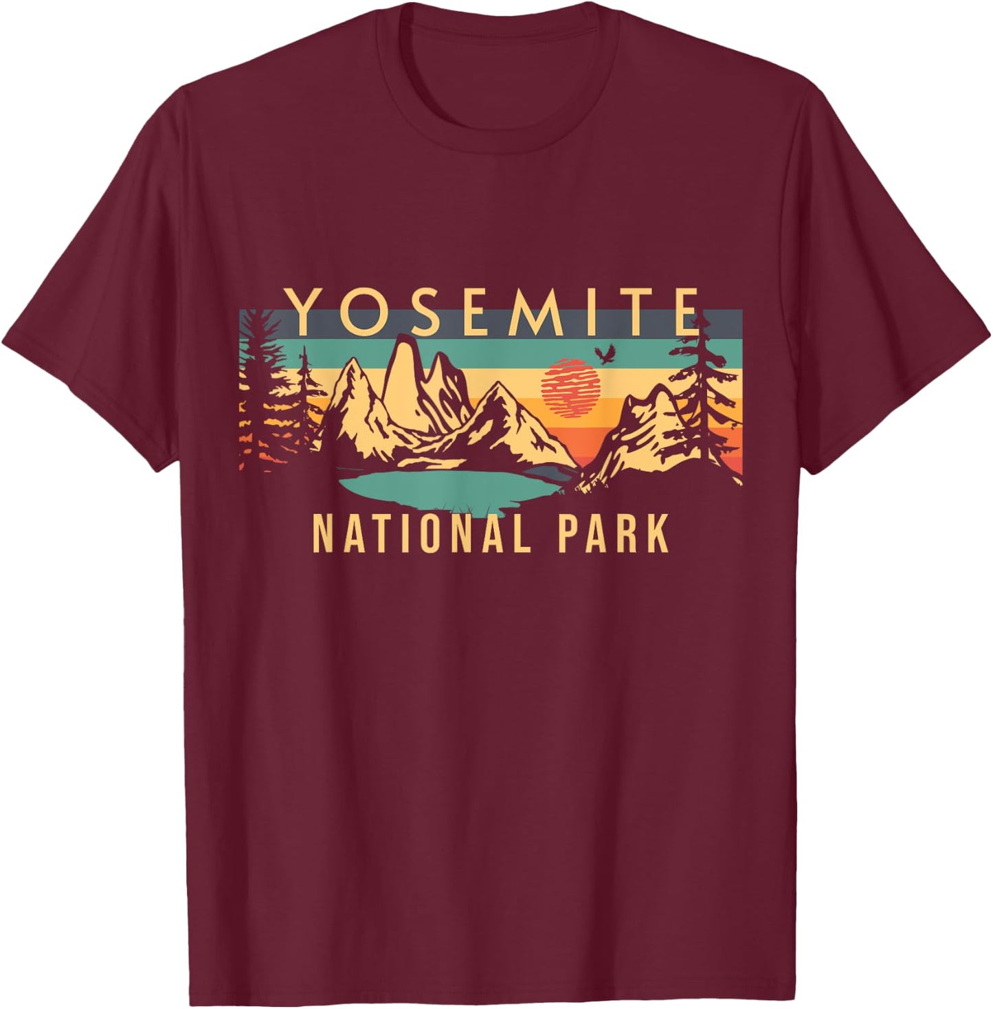 Yosemite National Park , Green, S T-Shirt - T-Shirt | Maroon