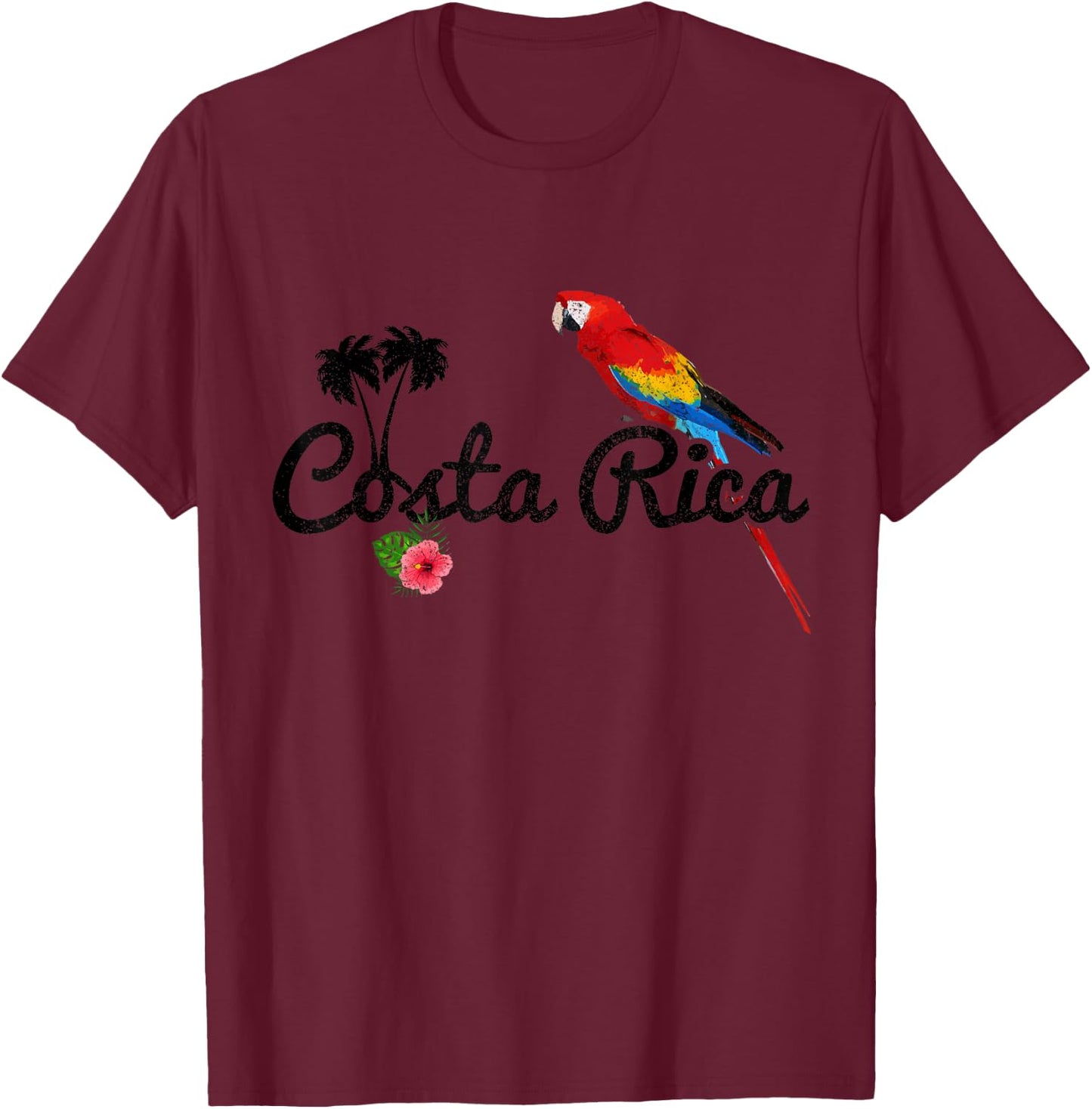 Costa Rica Parrot Macaw Vintage Pride Costa Rican Souvenir T-Shirt - T-Shirt | Maroon