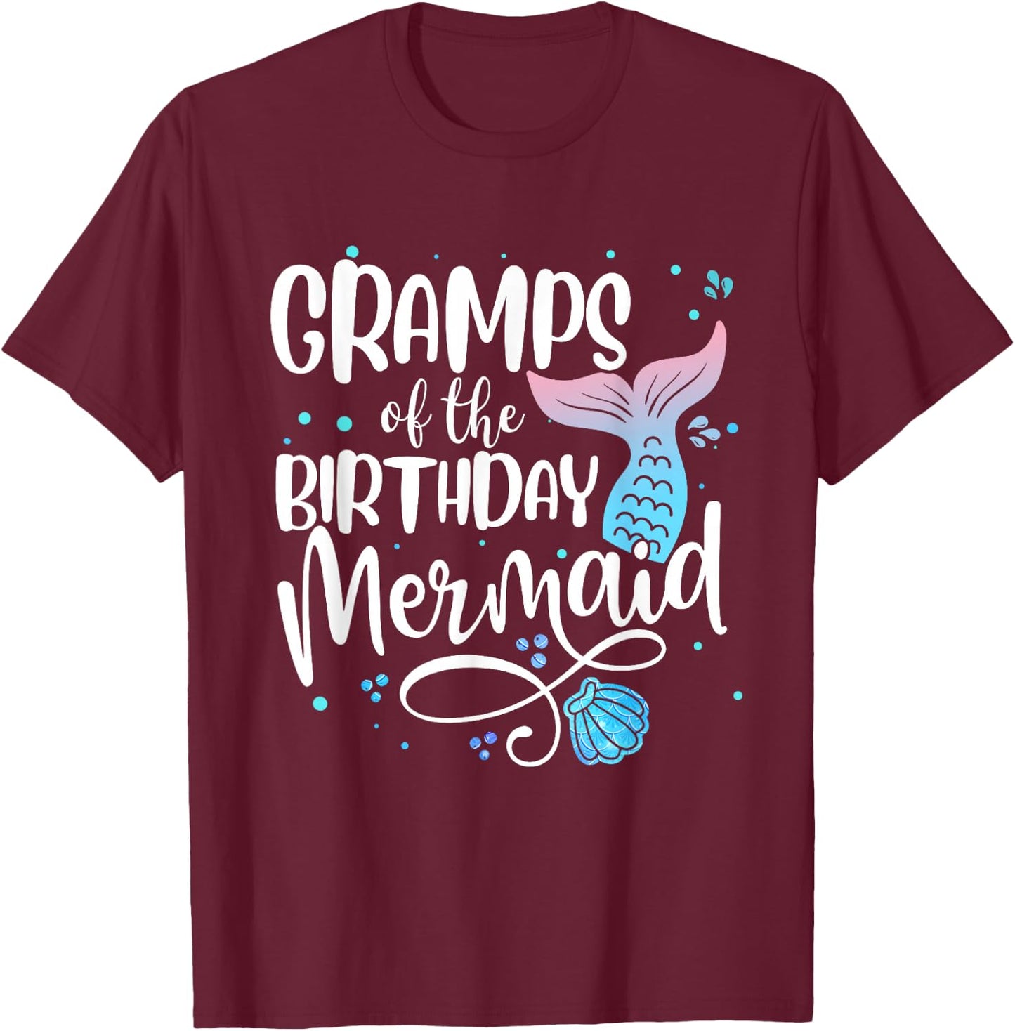 Gramps Of The Birthday Mermaid Family Matching Party Squad T-Shirt - T-Shirt | Maroon