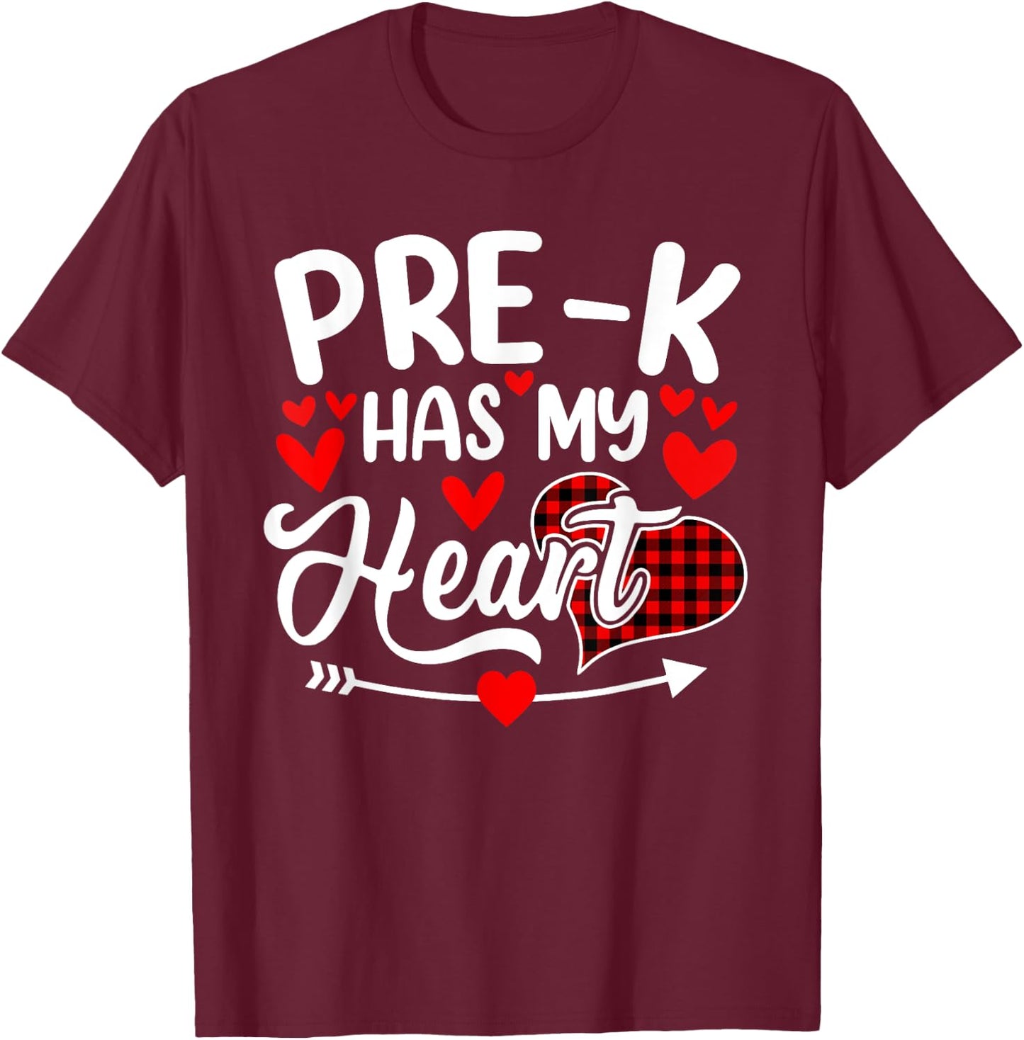 Pre-k Has My Heart Funny Valentine's Day Teacher Students Men Women Kids T-Shirt - T-Shirt | Maroon
