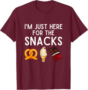 I'm Just Here For The Snacks Funny Snack Lover Gift T-Shirt - T-Shirt | Maroon