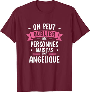 Woman Humor Personalized Gift BFF Name Angelique , Black, Female X-Small T-Shirt - T-Shirt | Maroon