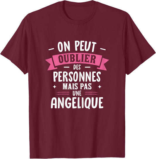 Woman Humor Personalized Gift BFF Name Angelique , Black, Female X-Small T-Shirt - T-Shirt | Maroon