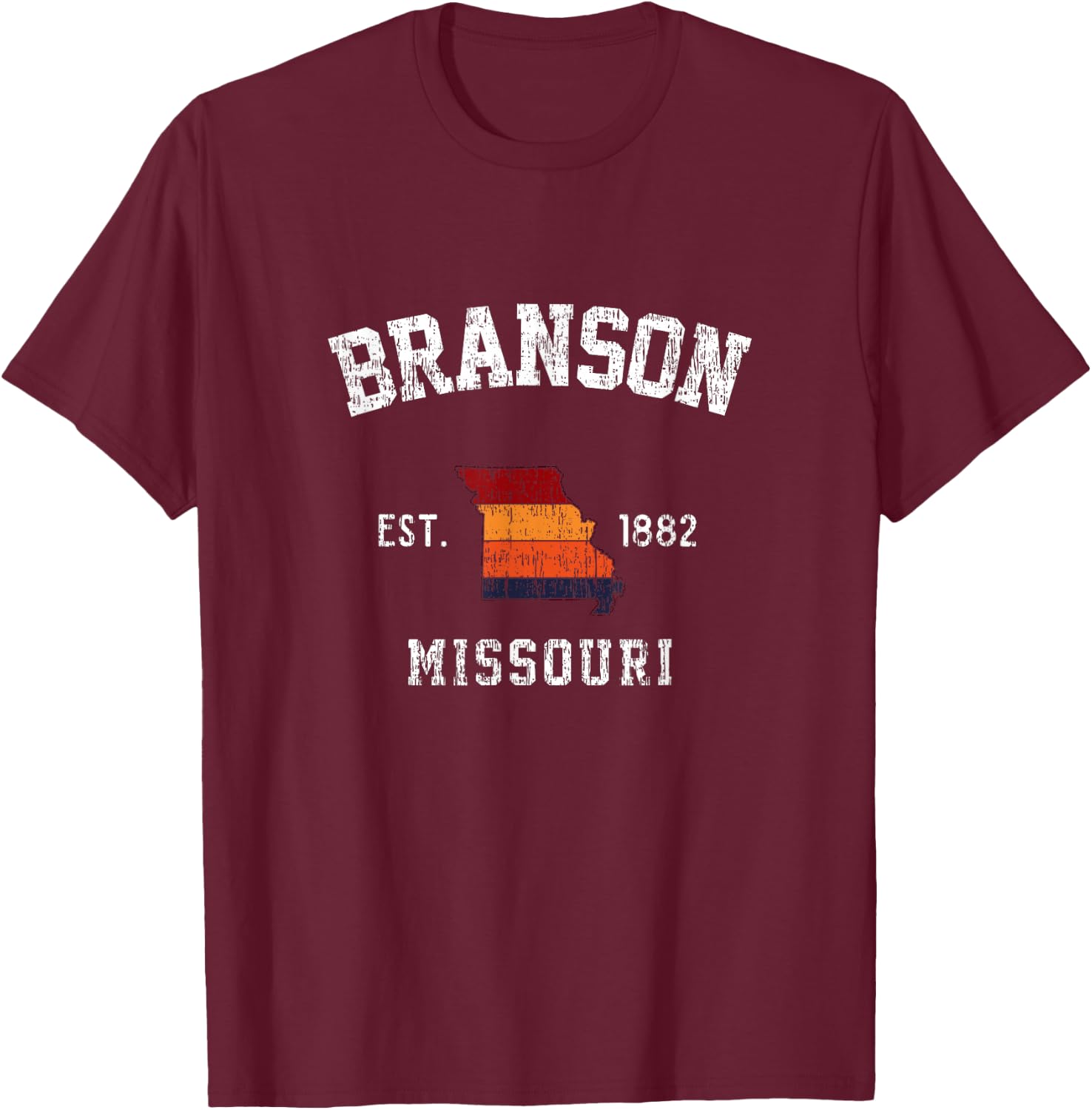 Branson Missouri Vintage MO Home Retro Sports Design T-Shirt - T-Shirt | Maroon