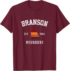 Branson Missouri Vintage MO Home Retro Sports Design T-Shirt - T-Shirt | Maroon