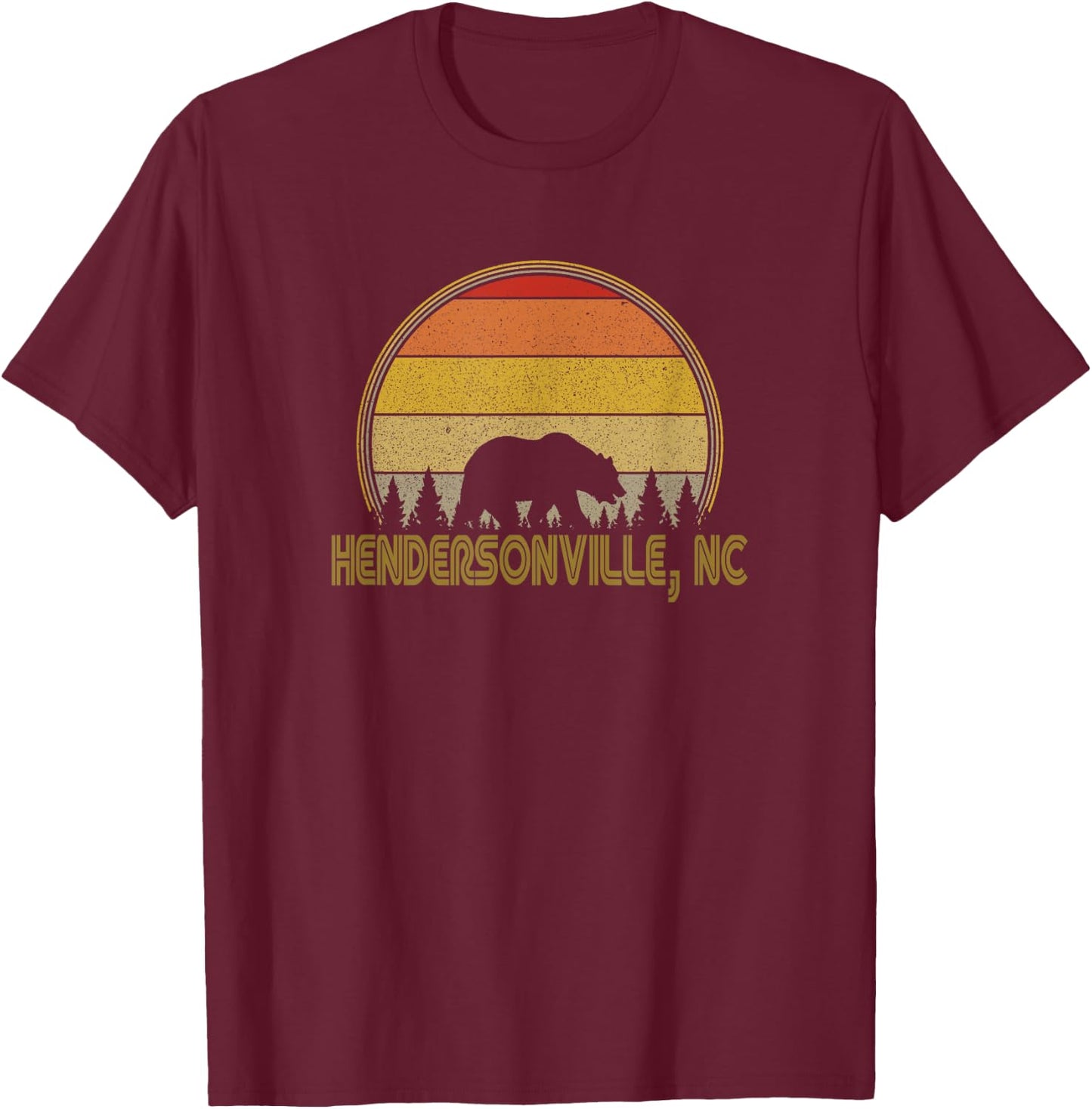 80s Retro Hendersonville NC North Carolina Wildlife Bear WNC T-Shirt - T-Shirt | Maroon