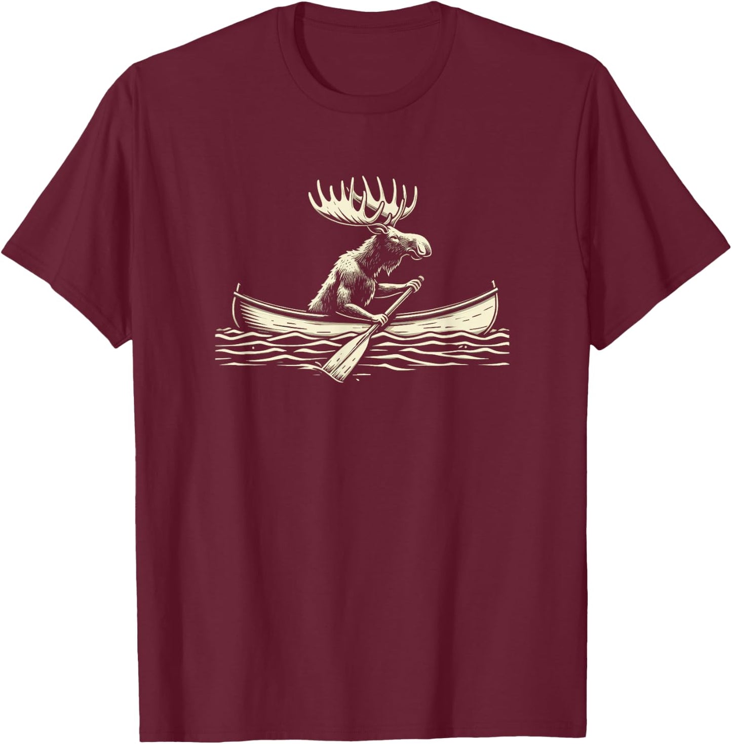 Elch im Kanu T-Shirt - T-Shirt | Maroon