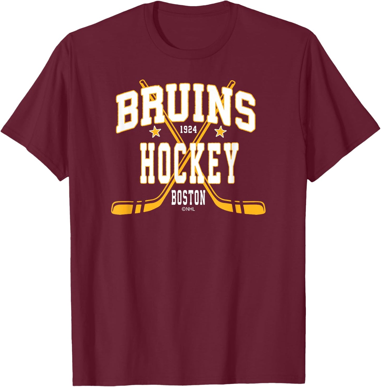 Boston Bruins Stars Black Officially Licensed T-Shirt - T-Shirt | Maroon