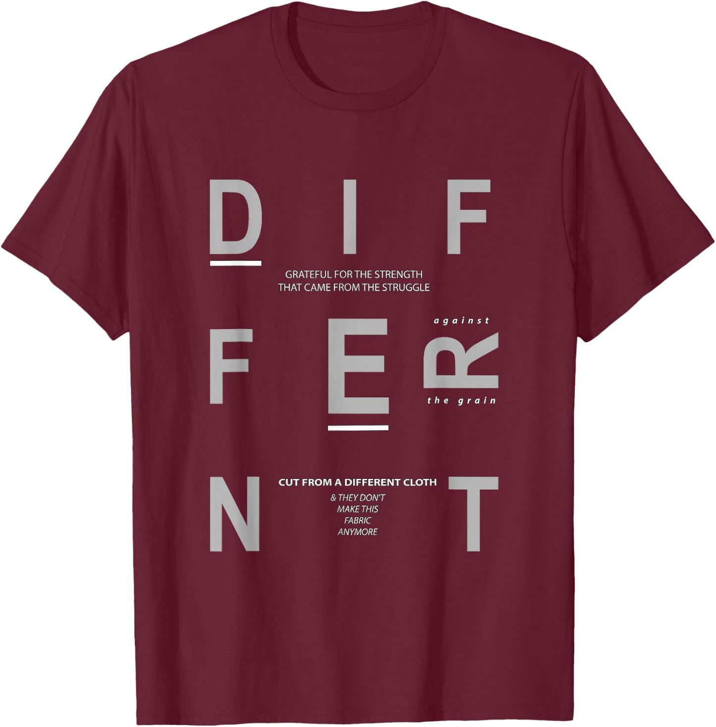 Grey Different Monochrome Color Graphic T-Shirt - T-Shirt | Maroon