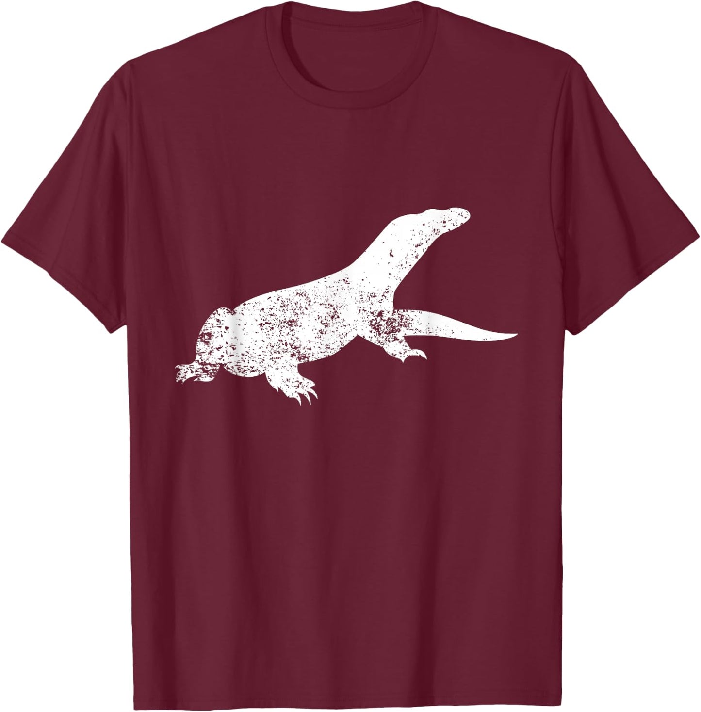 Distressed Monitor Lizard Print - Vintage Monitor Lizard T-Shirt - T-Shirt | Maroon