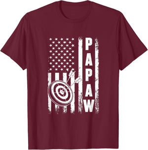 Archery Papaw American Flag Vintage Christmas Xmas T-Shirt - T-Shirt | Maroon