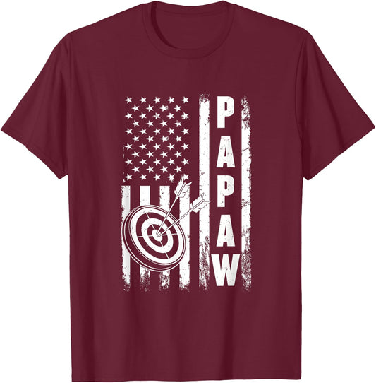 Archery Papaw American Flag Vintage Christmas Xmas T-Shirt - T-Shirt | Maroon
