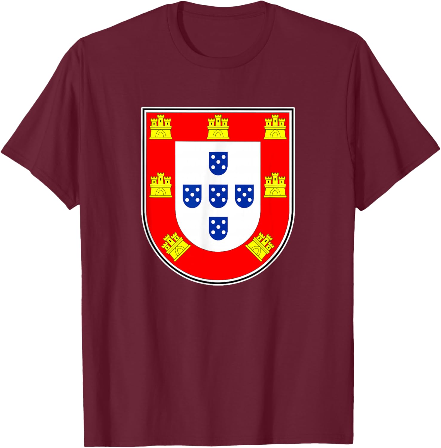 Portugal Quinas - Portuguese Flag Retro T-Shirt - T-Shirt | Maroon