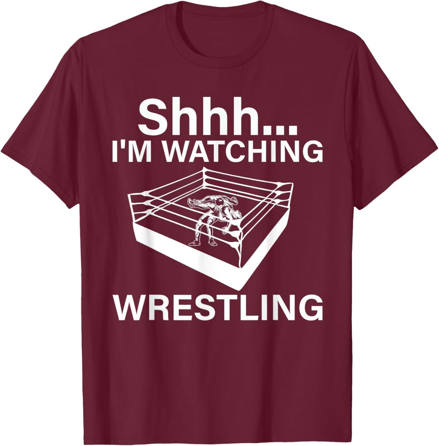 Shhh I'm Watching Wrestling Wrestling Art Boys Kids T-Shirt - T-Shirt | Maroon