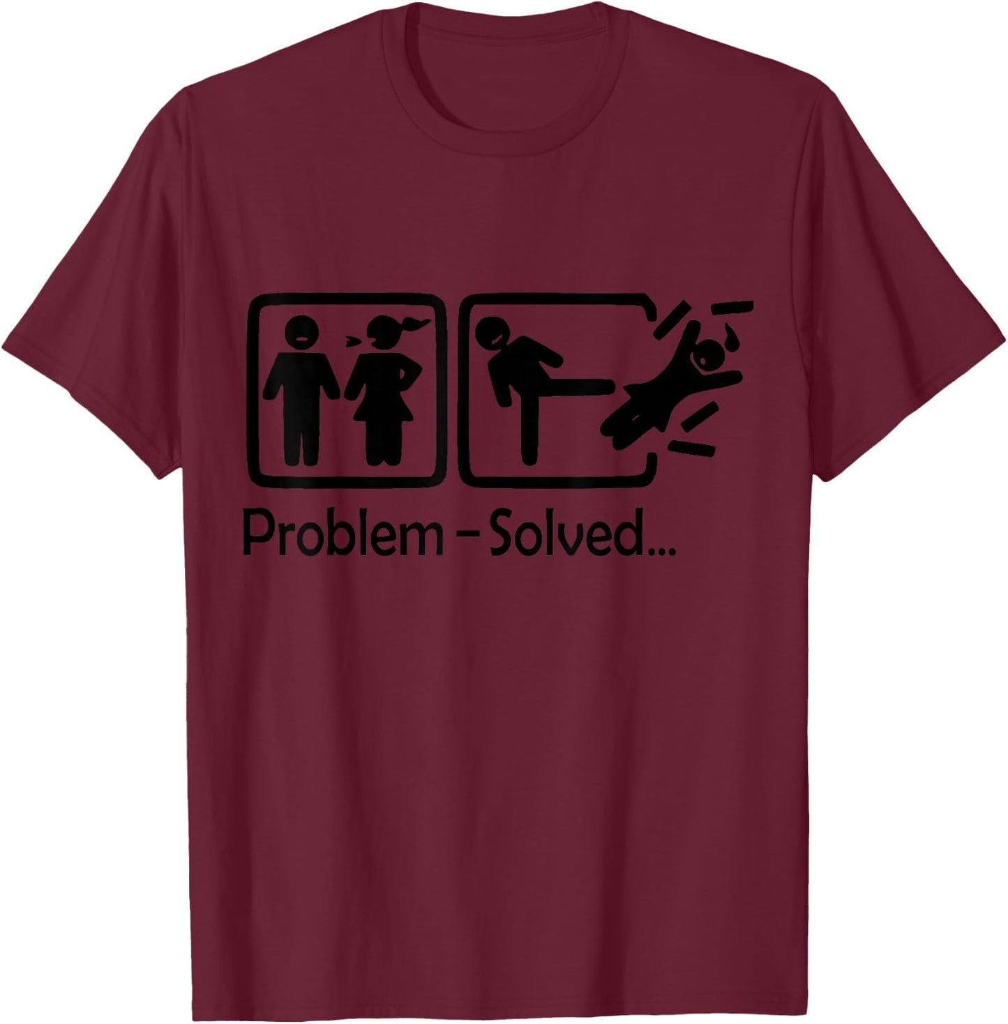 Divorce Problem Solved Funny Ex-Wife , grey, S T-Shirt - T-Shirt | Maroon