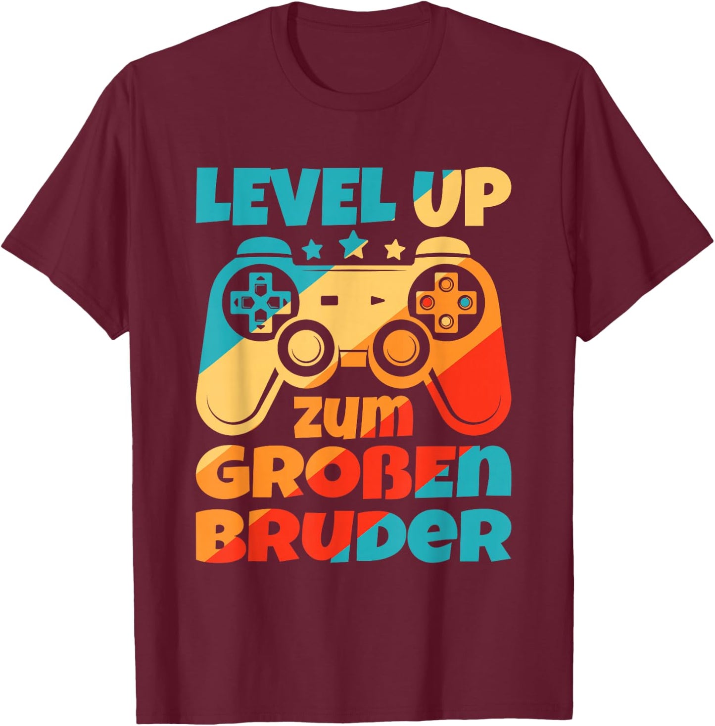 Level Up zum Großen Bruder Geburt Schwanger Lustiges Gamer T-Shirt - T-Shirt | Maroon