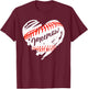 Baseball Heart Baseball Meemaw Women Softball Mom Short T-Shirt - T-Shirt | Maroon
