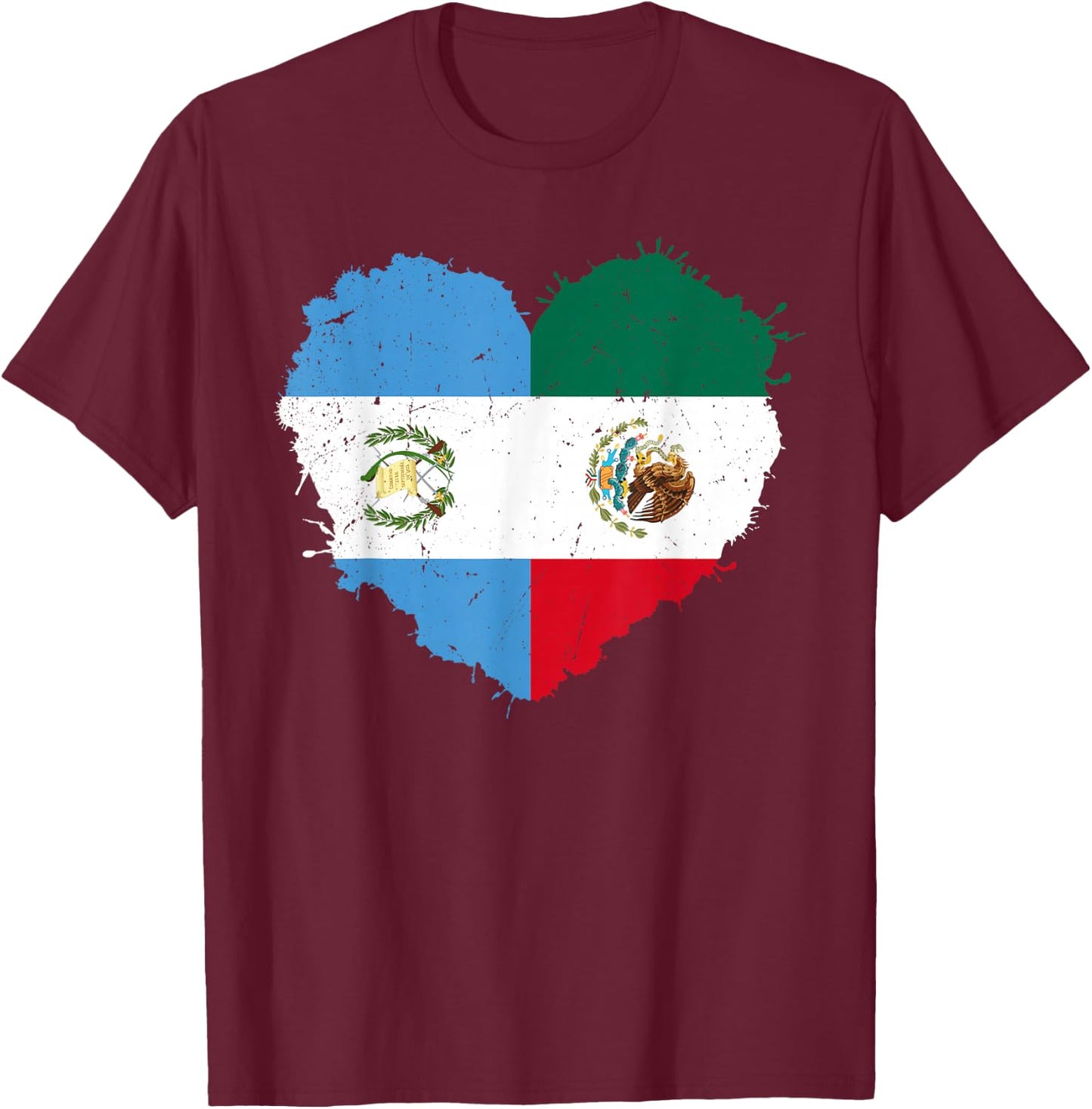 Half Mexican Half Guatemalan Hispanic Heritage Month Latino T-Shirt - T-Shirt | Maroon