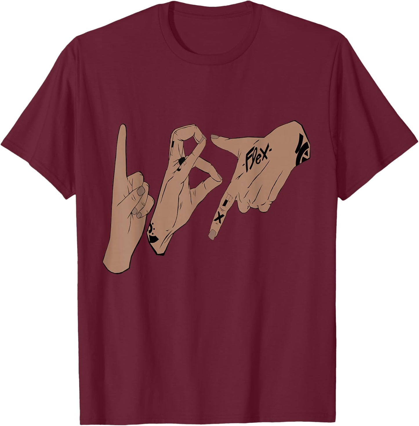 187 Hand Sign Gesture , black T-Shirt - T-Shirt | Maroon