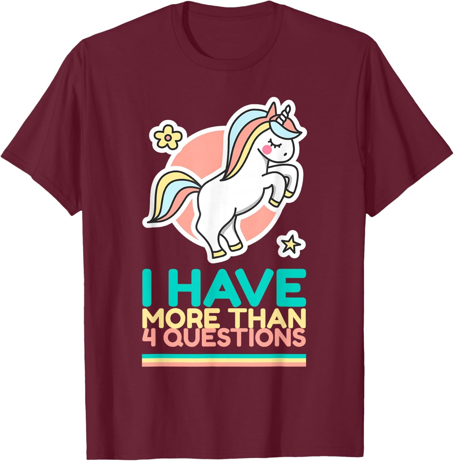 I Have More Than Four Questions Unicorn Passover Kids T-Shirt - T-Shirt | Maroon