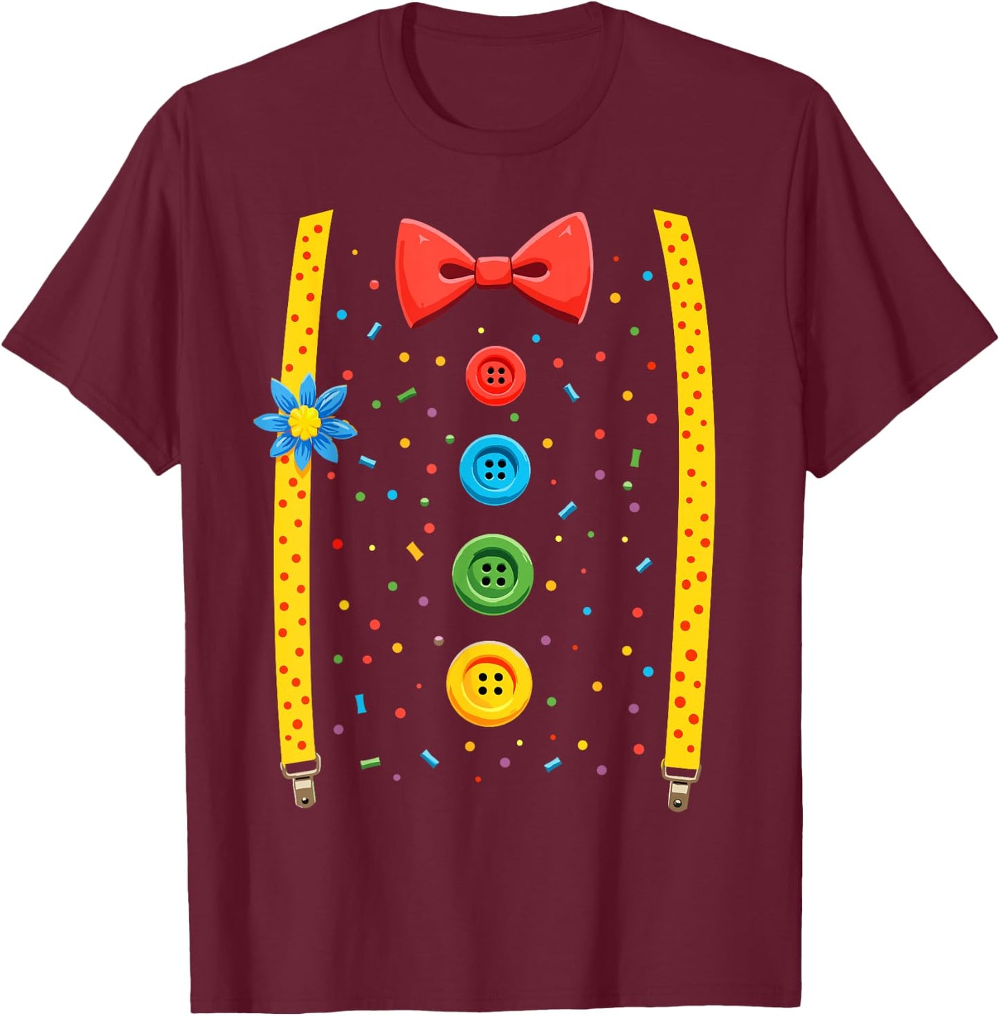 Clown Top Carnival Costume Circus Jester Children's Fancy Dress , black T-Shirt - T-Shirt | Maroon