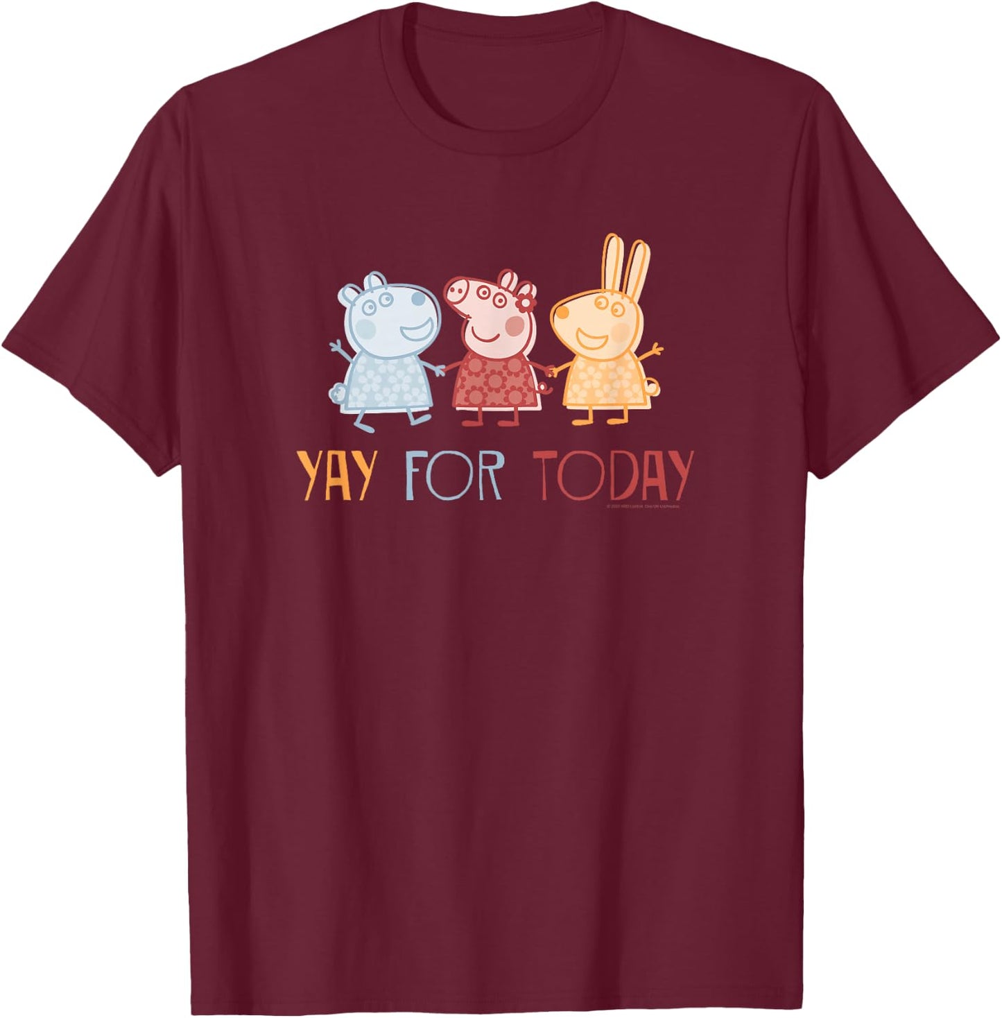 Peppa Pig Yay! For Today Rebecca Rabbit And Suzy Sheep T-Shirt - T-Shirt | Maroon