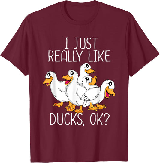 Duck Lover Women Peking Ducks Kids Duck T-Shirt - T-Shirt | Maroon