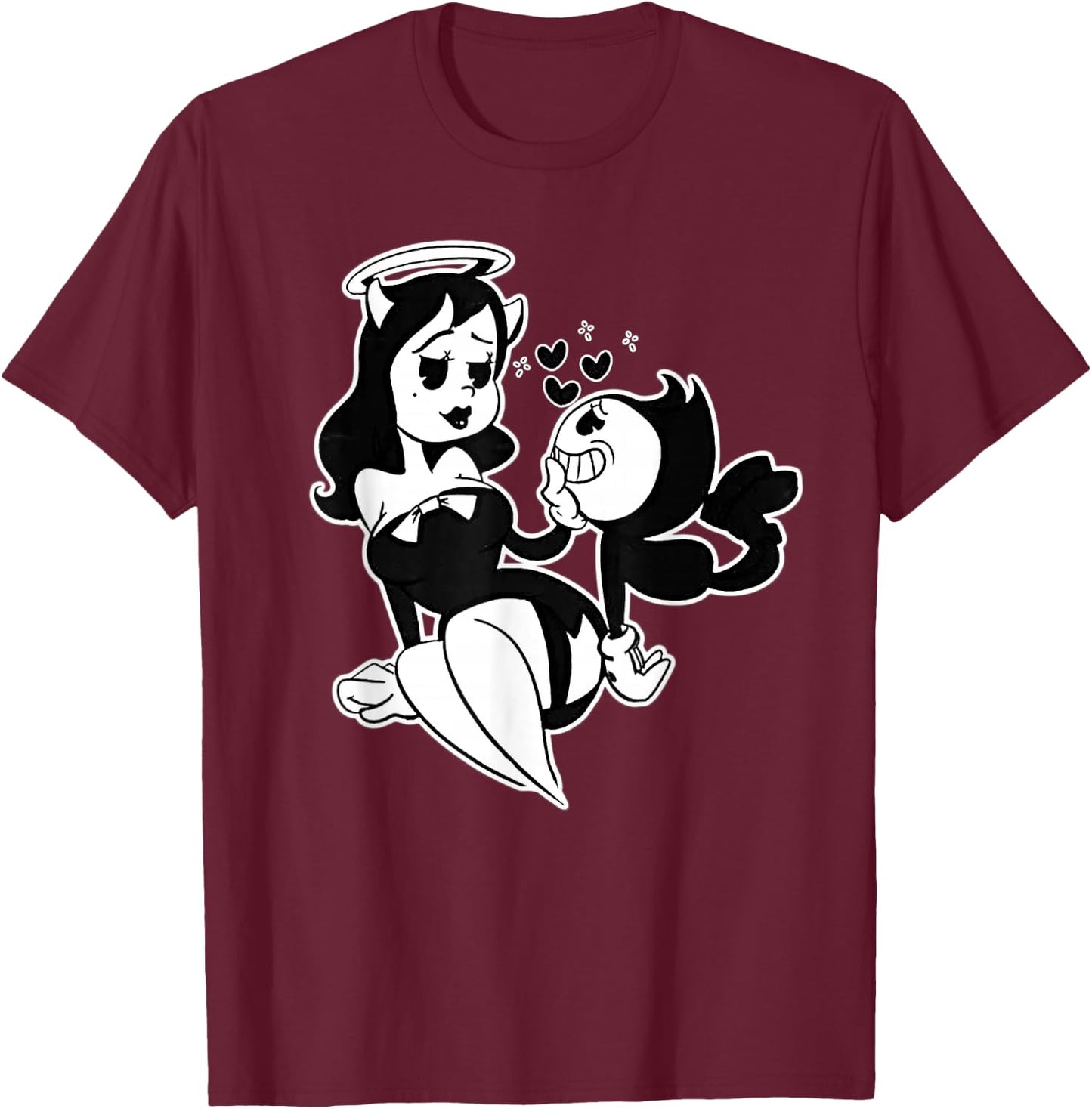 Alice Angel Gothic Angel x Bendy Demon Vintage Cartoon T-Shirt - T-Shirt | Maroon