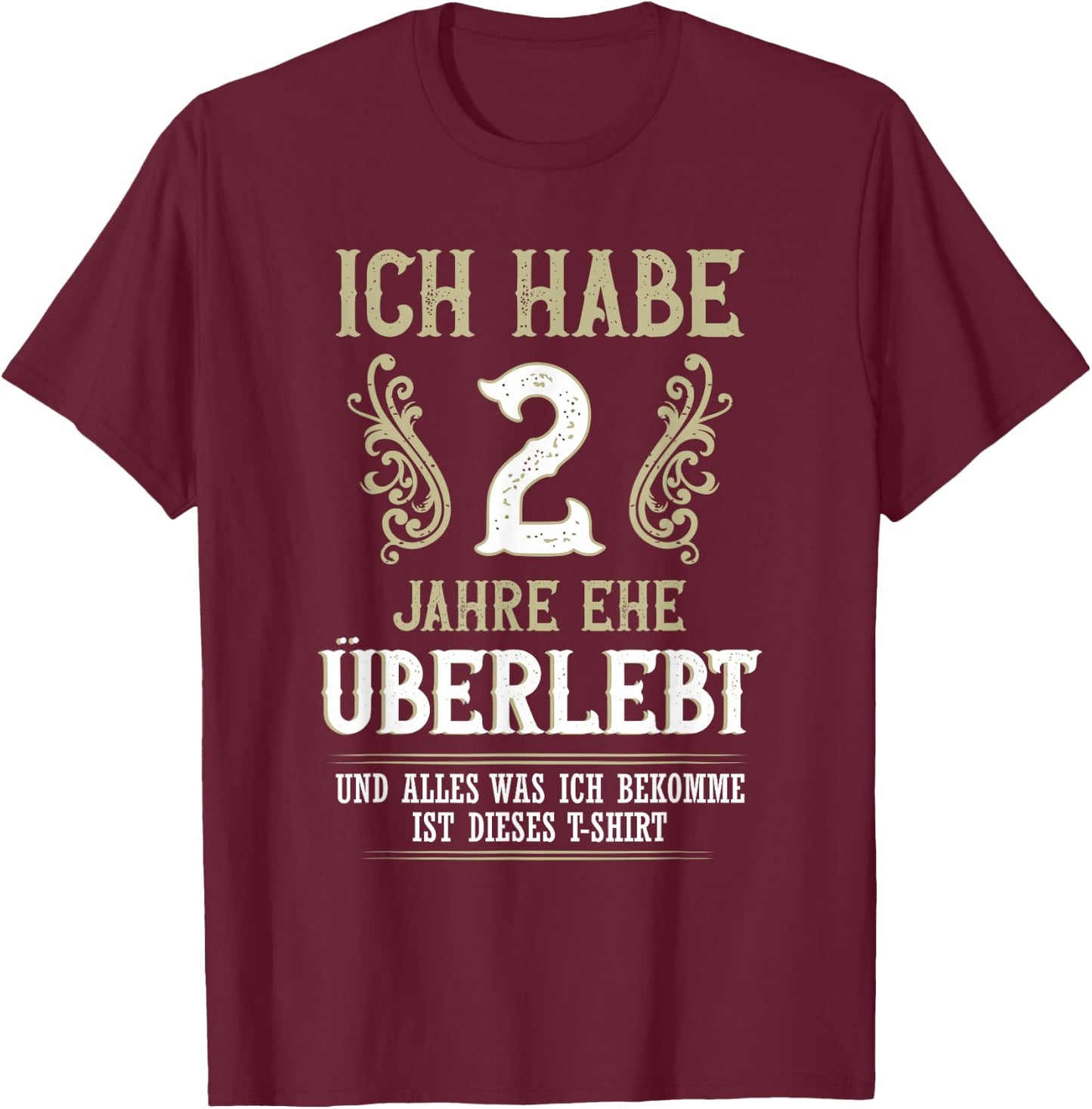2 Jahre Verheiratet Baumwollhochzeit Ehemann 2 Hochzeitstag T-Shirt - T-Shirt | Maroon