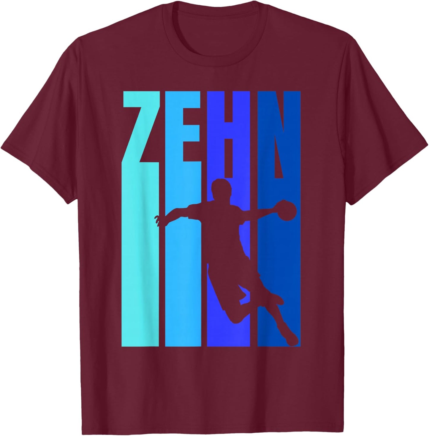 10th Birthday Boys Handball Tenth Birthday , black T-Shirt - T-Shirt | Maroon