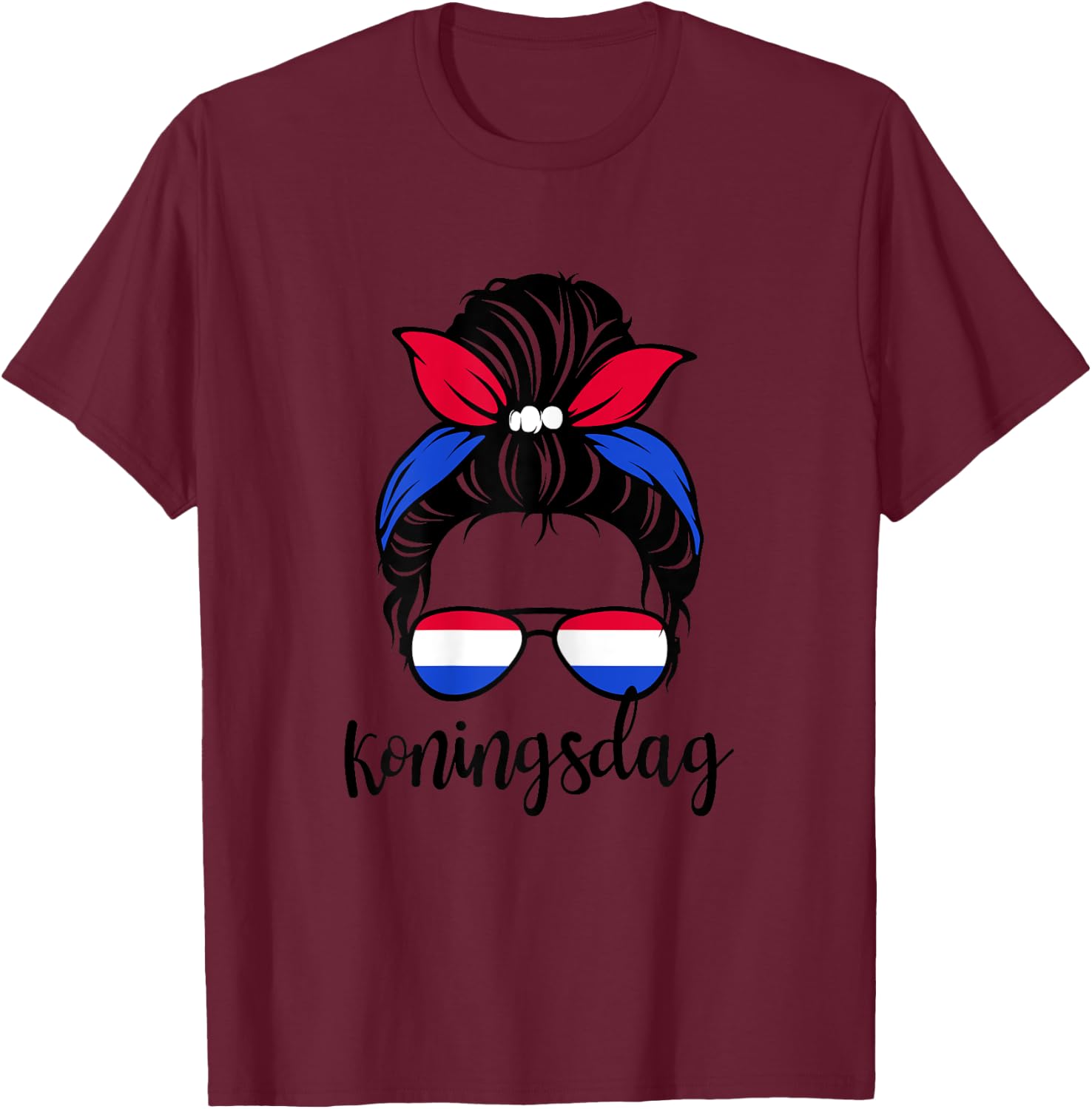 Koningsdag Niederlande Cute Girl Mom Kings Day Amsterdam T-Shirt - T-Shirt | Maroon