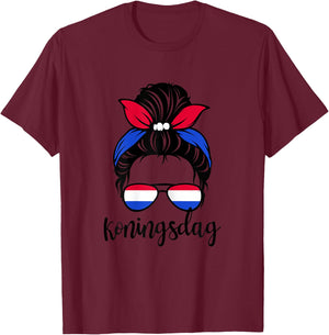 Koningsdag Niederlande Cute Girl Mom Kings Day Amsterdam T-Shirt - T-Shirt | Maroon